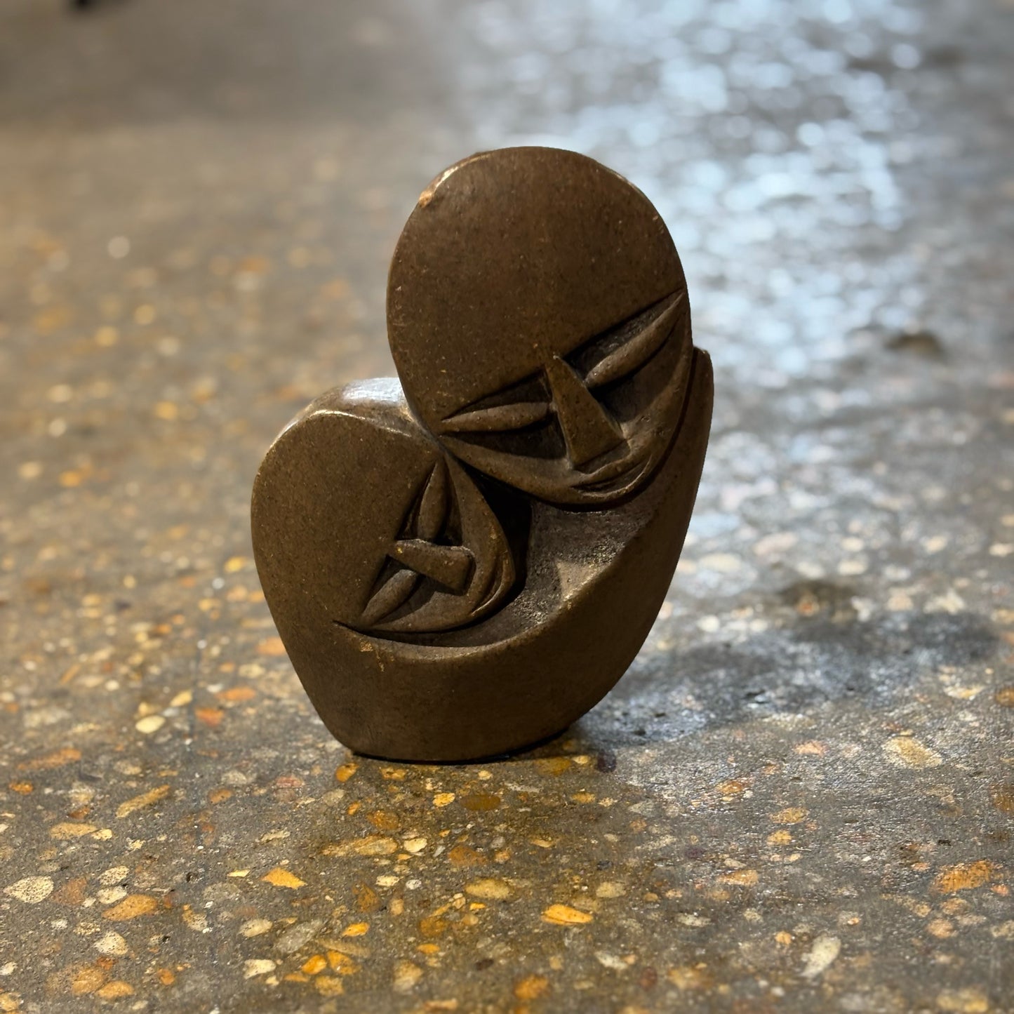 Handcarved statue, Zimbabwe, 6.5"H x 5"W x 1"D