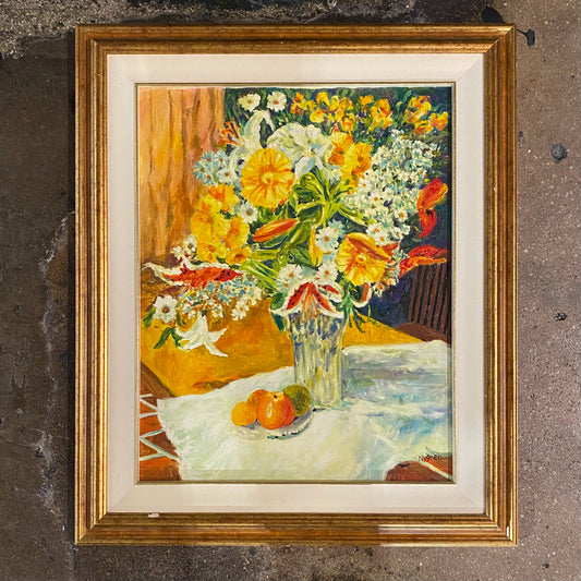 Still life on Canvas, Signed Nygren, 21.75" W x 26"H x 1.25"D
