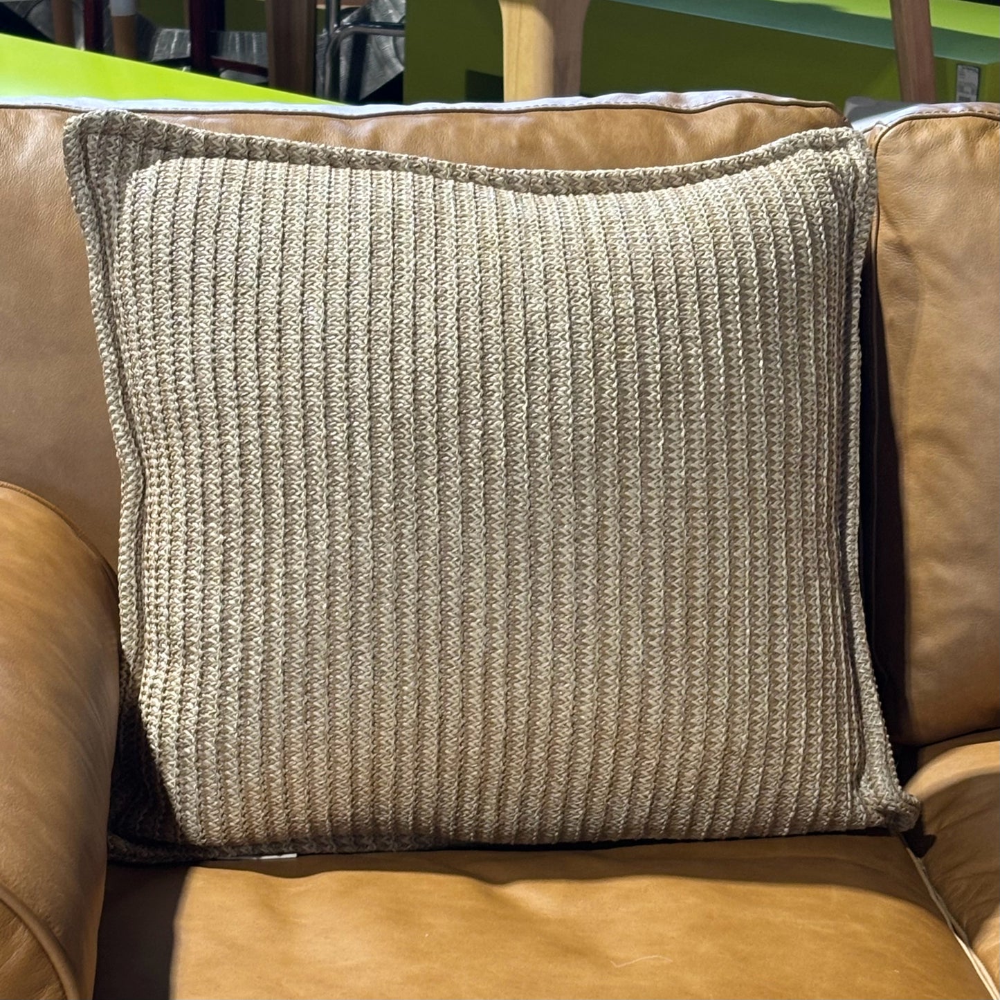 Khaki Pottery Barn Pillow 20" W x 20" D x 7" H