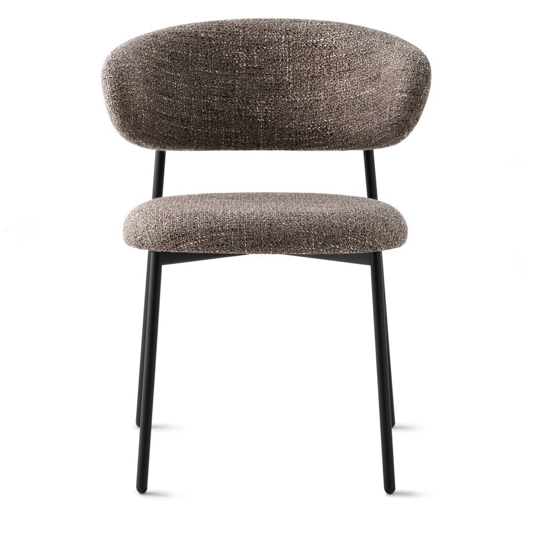 Oleandro Padded Chair w/Metal Base, Boucle Taupe/Black, 22.9"W x 22.75" x 33.9"H