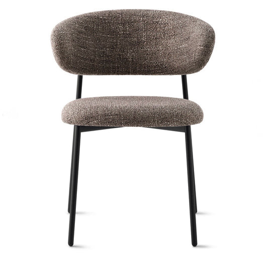 Oleandro Padded Chair w/Metal Base, Boucle Taupe/Black, 22.9"W x 22.75" x 33.9"H