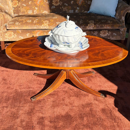 Ethan Allen Cocktail Table, Mahogany Finish, 30"D x 48"W x 18.5"H