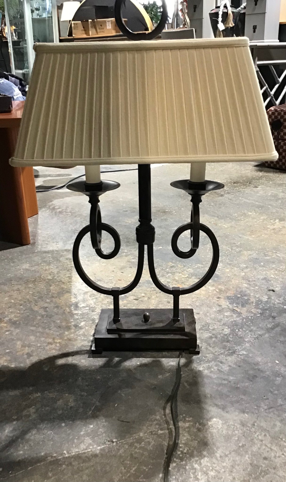 Large Wrought Iron Table Lamp 24" L x 10" D x 37" H