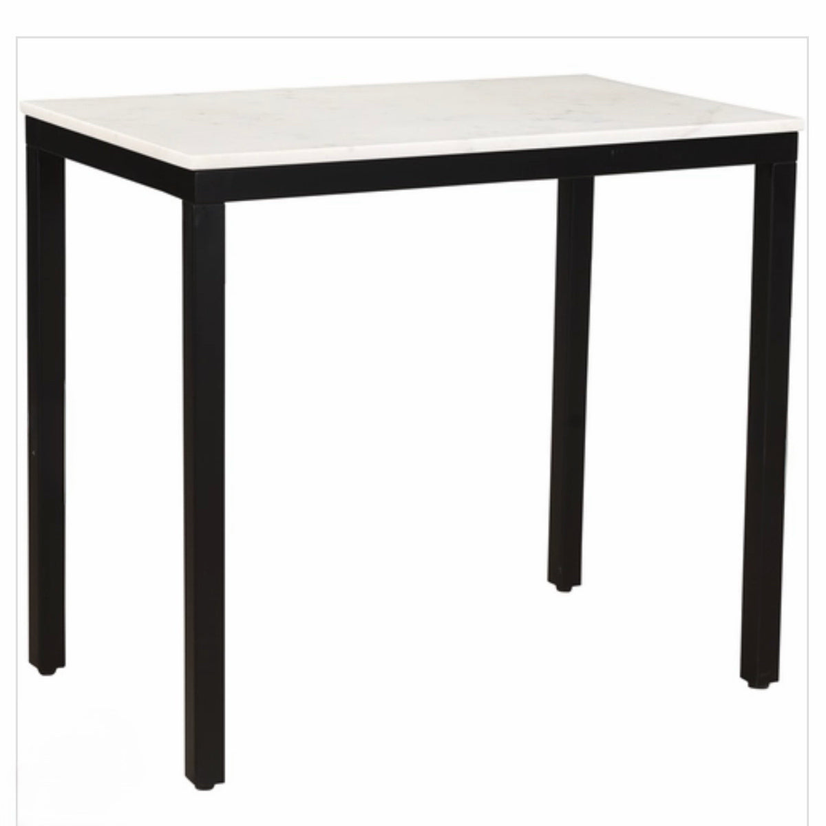 White Marble Computer Desk with Black Iron Frame (AS IS)