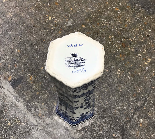 Royal Delft Blue and White Vase 4.5"W x5" L x 11.5" H