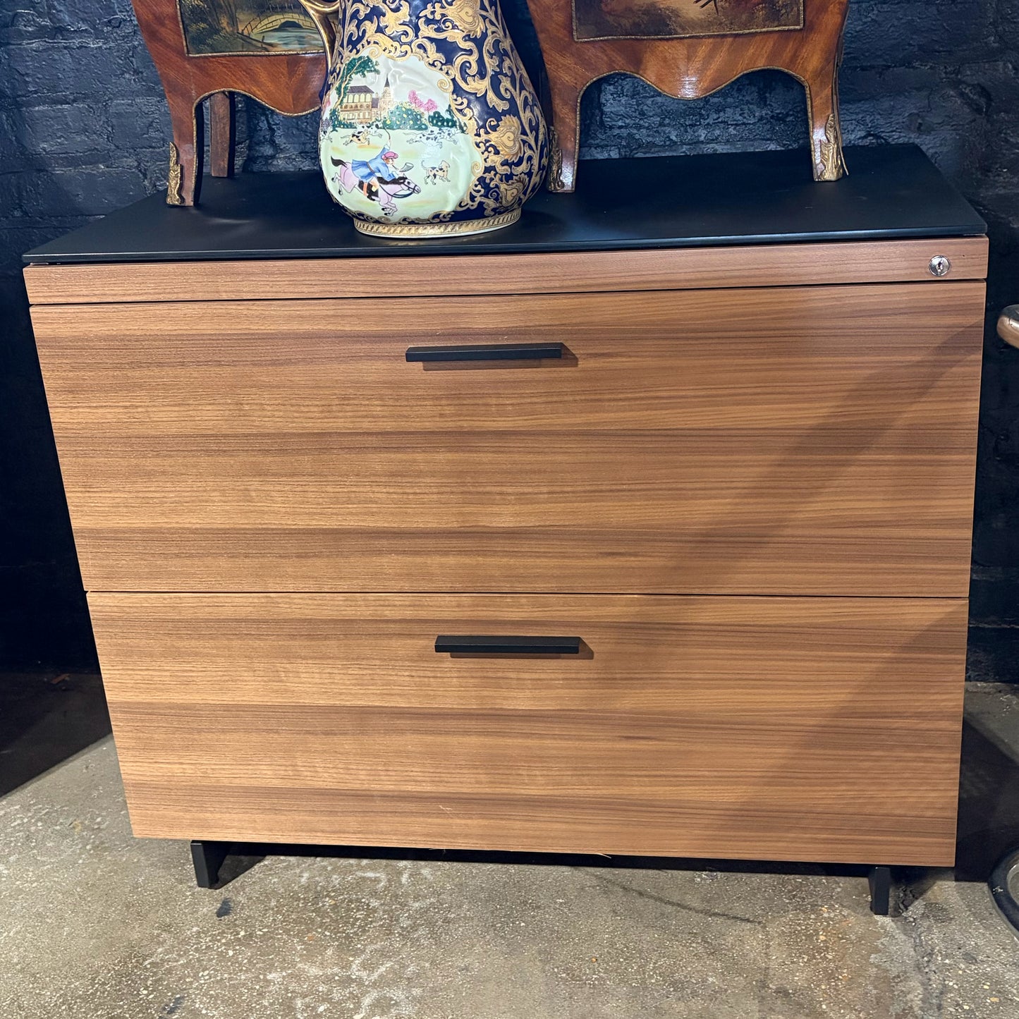 BDI Sequel 20 Lateral File Cabinet, Nat. Walnut/Black, 35"W x 18"D x 29"H