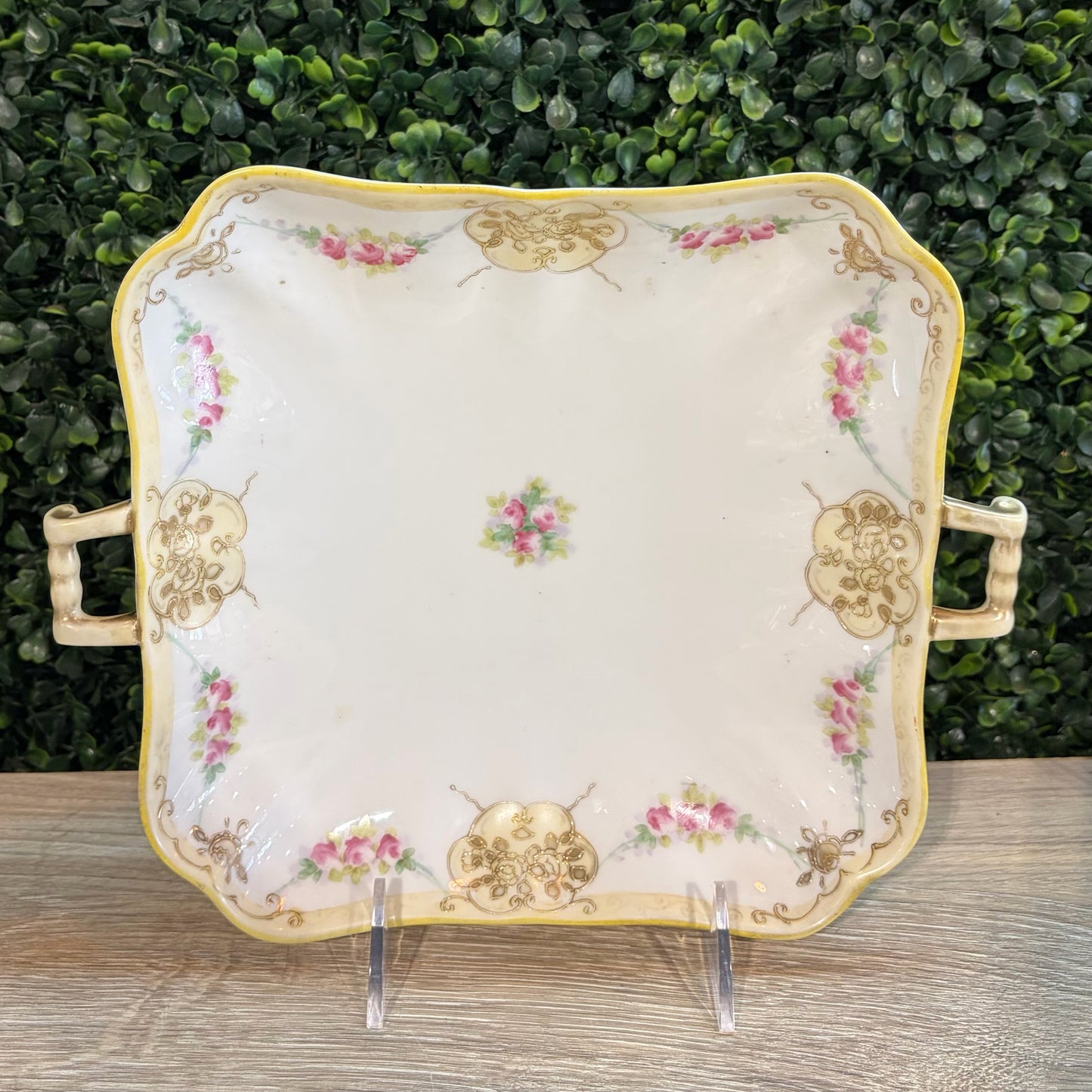 VTG Hand-painted Nippon Square Dish, 10.25"W x 8.5"D x 1.5"H