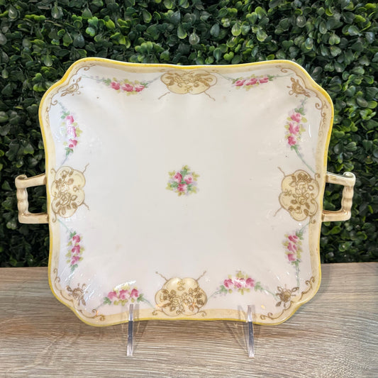 VTG Hand-painted Nippon Square Dish, 10.25"W x 8.5"D x 1.5"H