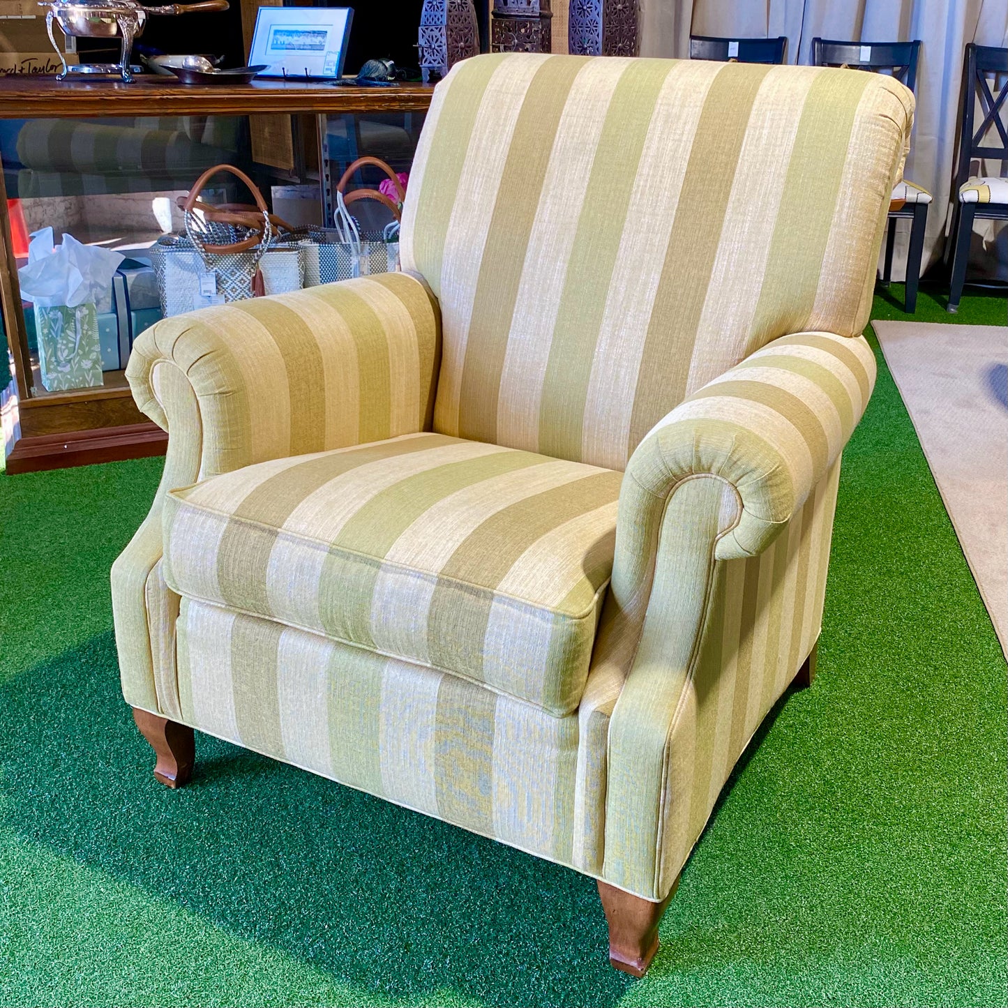 Ethan Allen Striped Chair 37" W x 40" D x 40" H