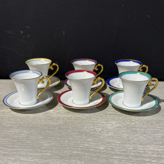 SET 6 Demitasse Cups/Saucers, 4" D x 2.5" H