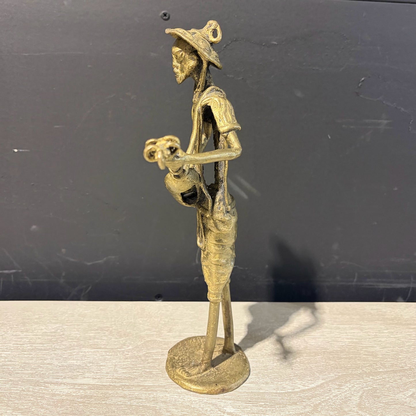 Vintage Bronze Musician Sculpture, 11"H x 6.5"W x 3"D