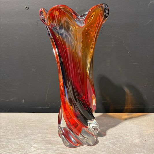 Hand Blown Glass Vase, 11"H x 5"Dia