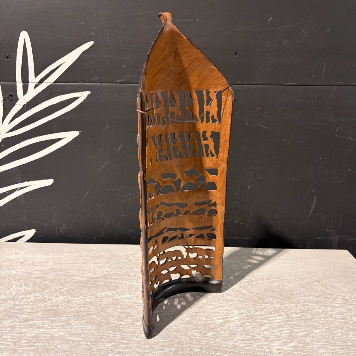 Hand Carved Wooden Sculpture 6.5"W x 3"D X 17"H