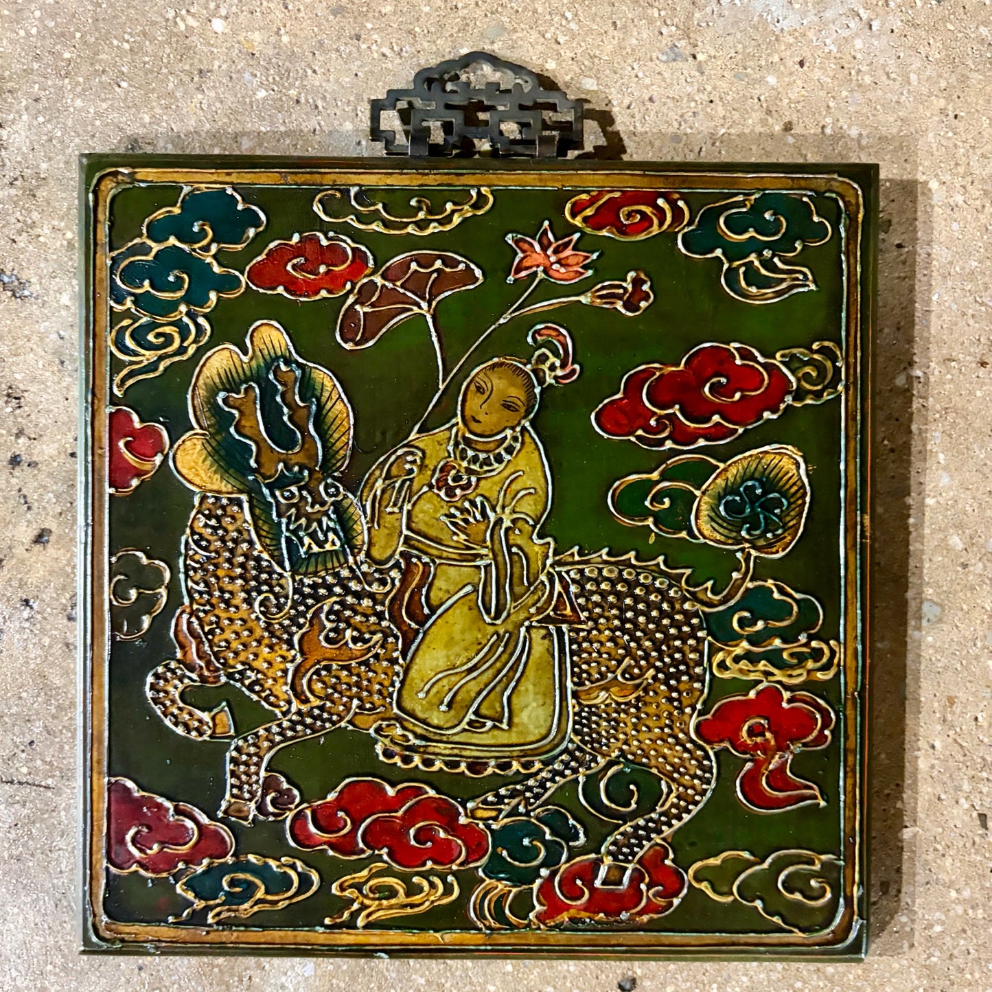 Embossed Tin Chinese Wall Plaque, 12"W x 14"H x .5"D