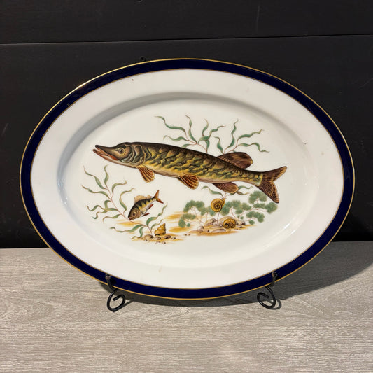 VTG JKW Josef Kuba Fish Platter, 16.5"W x 12"D x 1.5"H