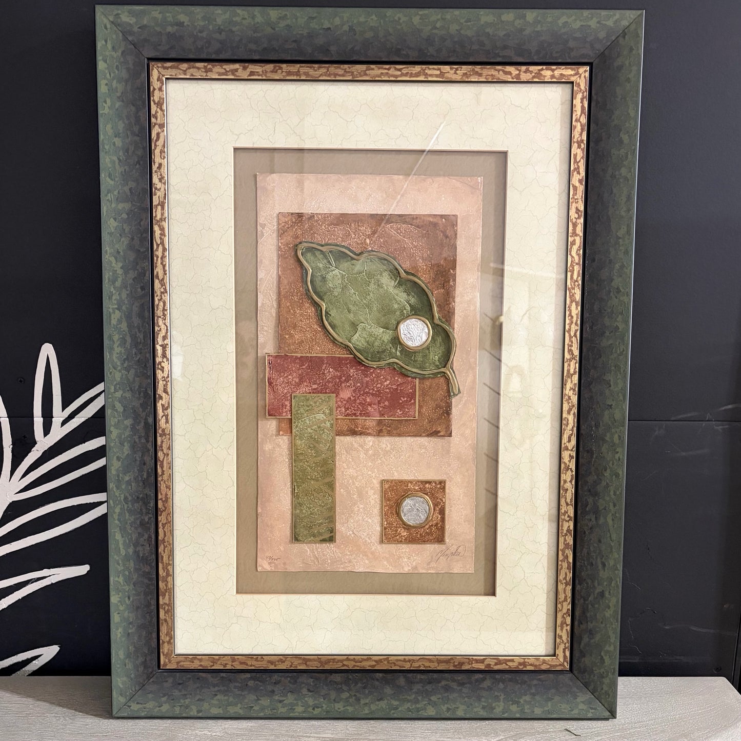 Abstract Collage, Green Leaf, By Memphis, 23.25" x 31.5"H x 1.25"D
