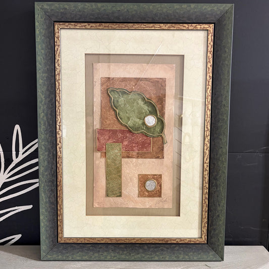 Abstract Collage, Green Leaf, By Memphis, 23.25" x 31.5"H x 1.25"D