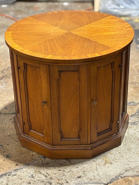MCM Drexel Mahogany Round End Table, 22"H x 24"D