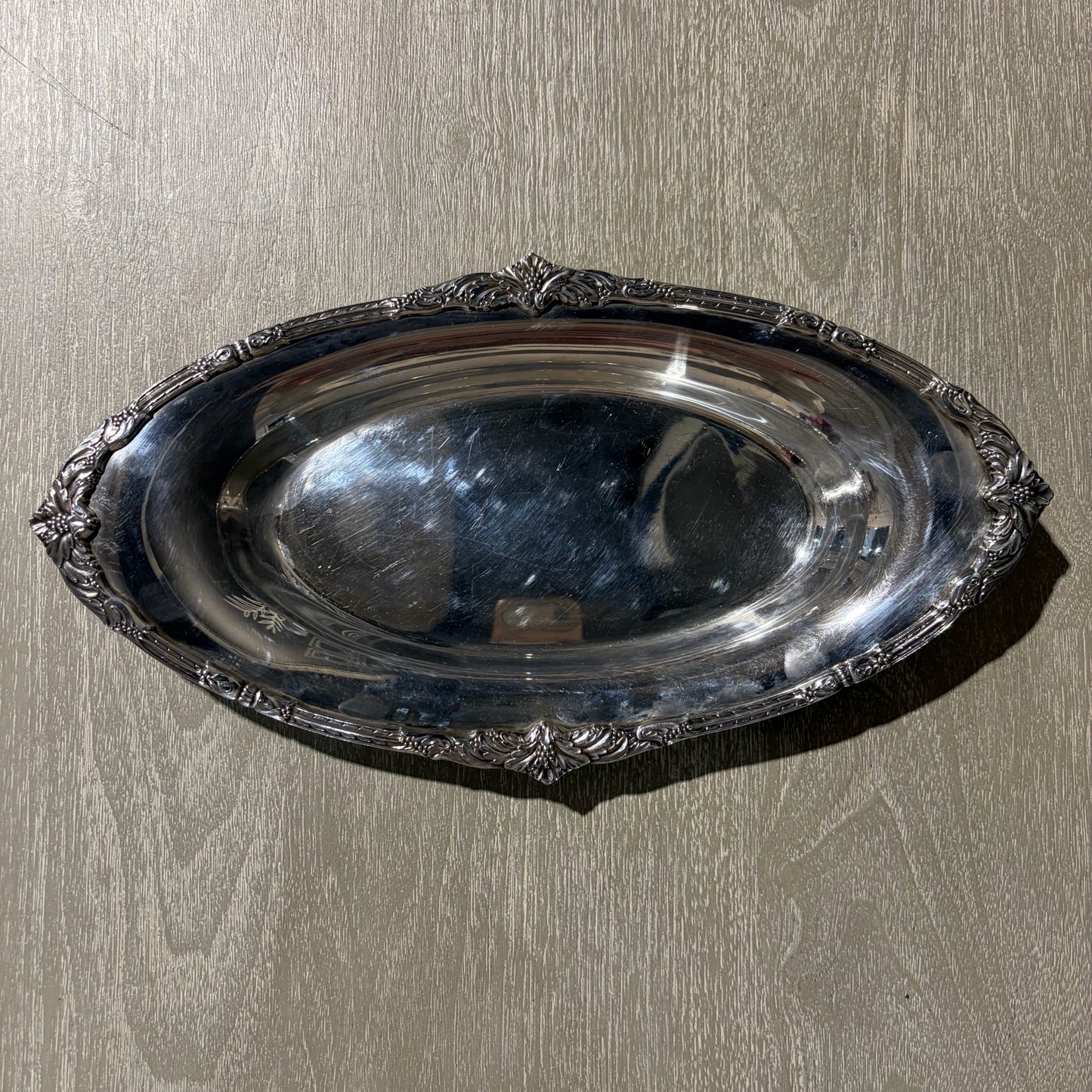 Oblong Silverplate Server w/Floral Design, 15"W x 8"L