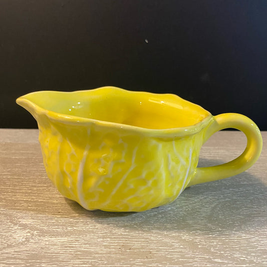 MCM Yellow Cabbage-ware Creamer, 2.5"H x 6.5"W x 4"D