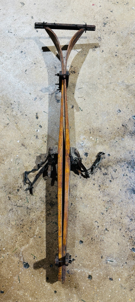 Vintage Alpine skis and poles, 51"L