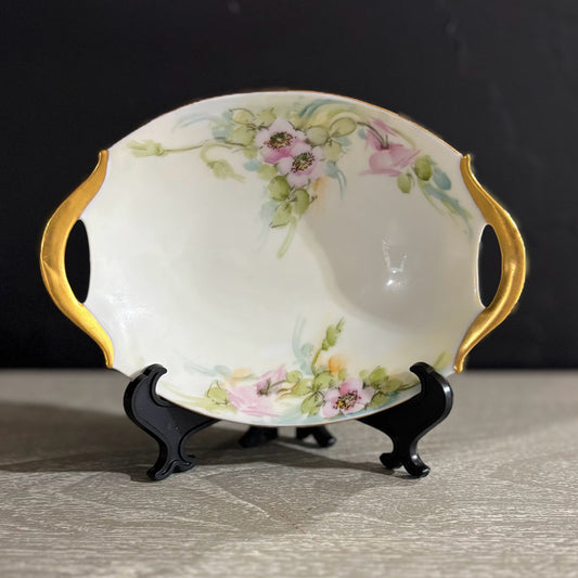 Decorative Gold Handled Dish 6.7" W 4.5" D x 1" H