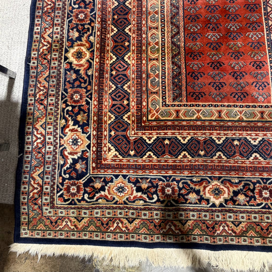 VTG Belgian Abbas Royal Wool Rug, Rust & Blue