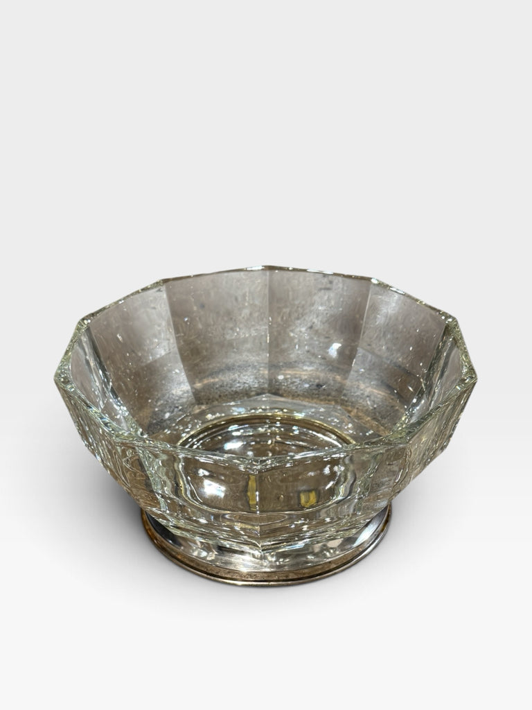 Italian Crystal/Silverplate bowl, 9"W x 9"D x 4.25"H