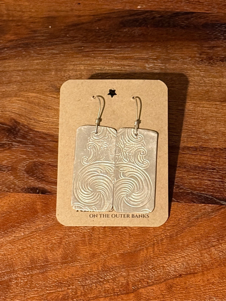 Silverplate Brass rectangle earrings, #514