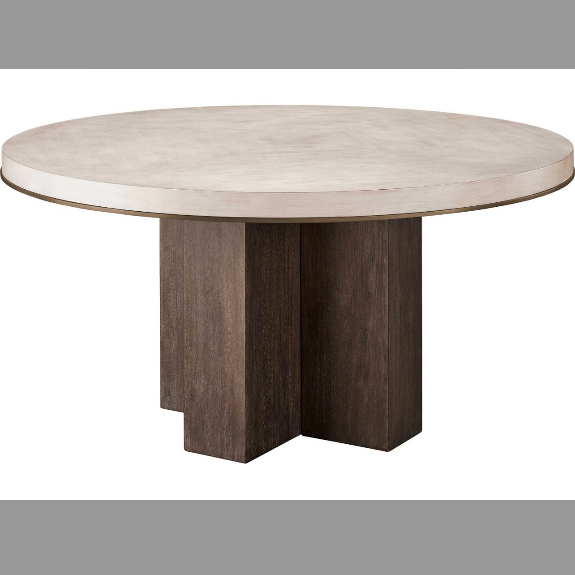 Topanga Round Wood Dining Table, Silver Fox & Otter Walnut, 60" W x 60" D x 30"H