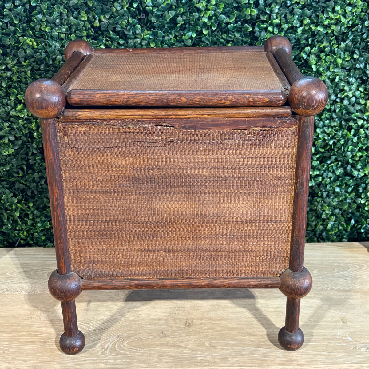 ATQ Decorative Wood & Rattan Box, 16"H x 14"W x 12"D