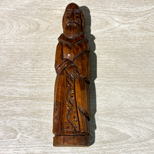 Carved Wooden Statue, St. Francis of Assisi, 12"H x 2.75"W x 1.5"D