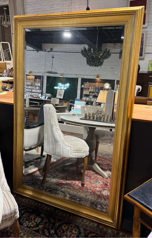 Leaning wall mirror, traditional gold frame, 44.5"W x 68.5"H