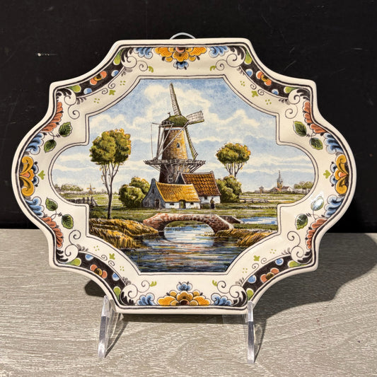 VTG Delfts Polychrome Handwerk Wall Plaque, 9.25"W x .75"D x 7.25"H