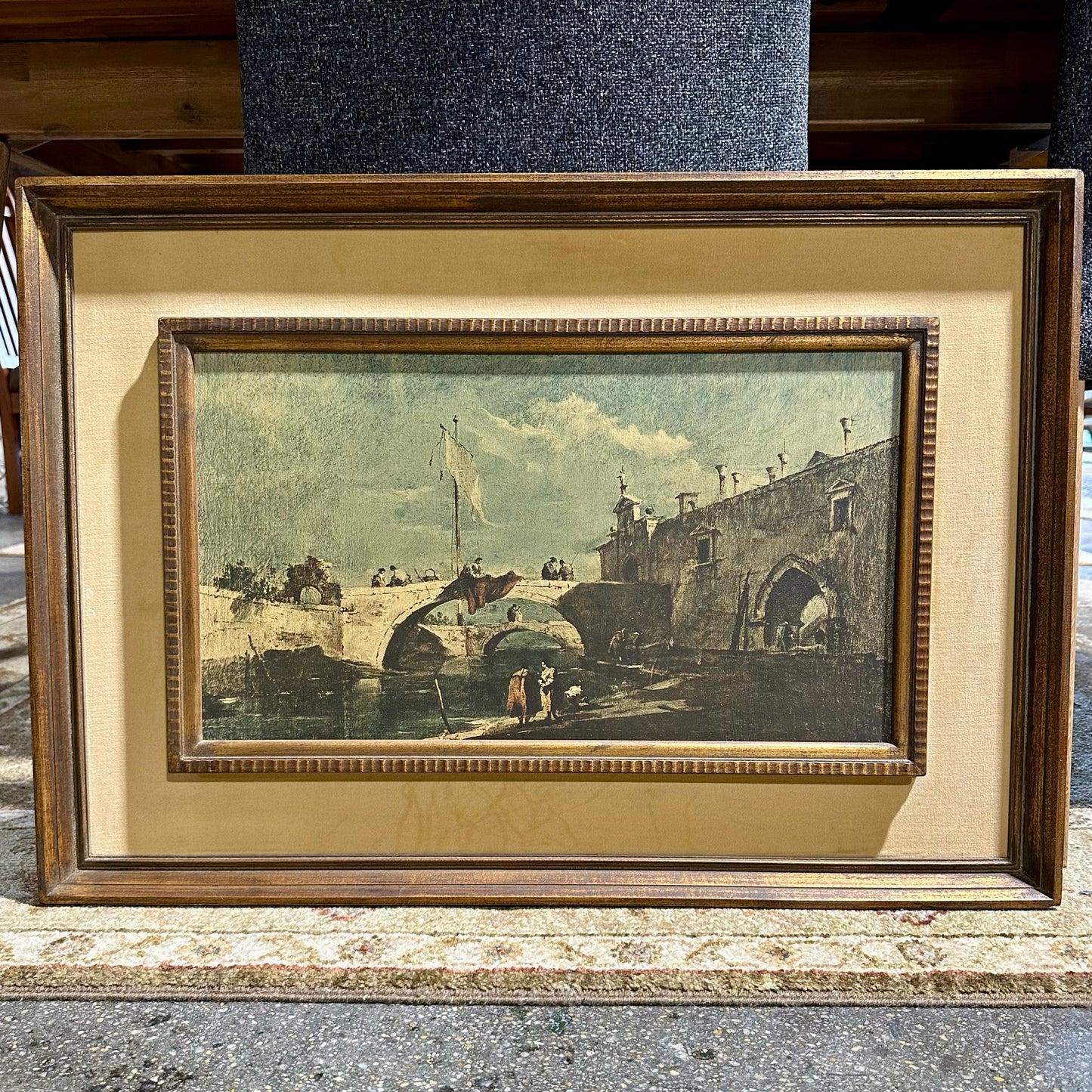 MCM Framed "The Brenta Canal" Print, Guardi, 30.5" L x 21.25" W x 2" D