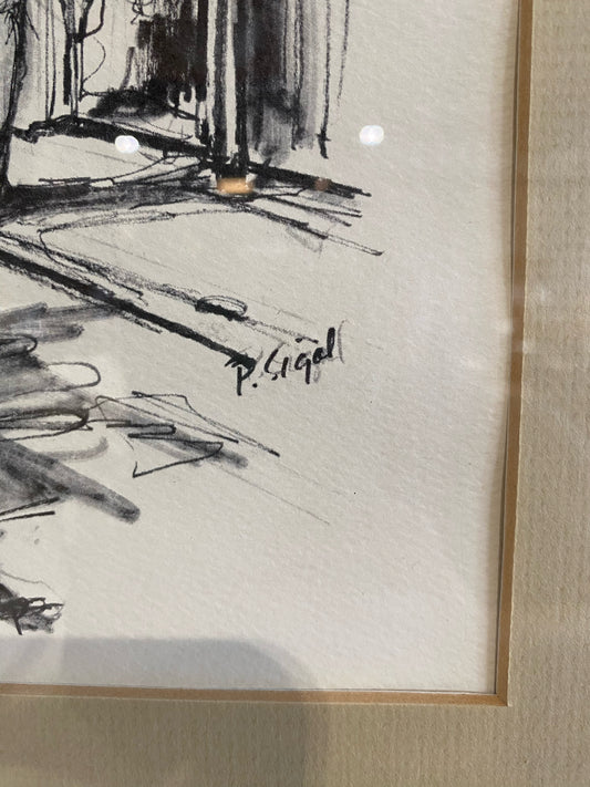 Charcoal, Main St. St Thomas, P. Sigal, 18"W x 15"H X .5"D