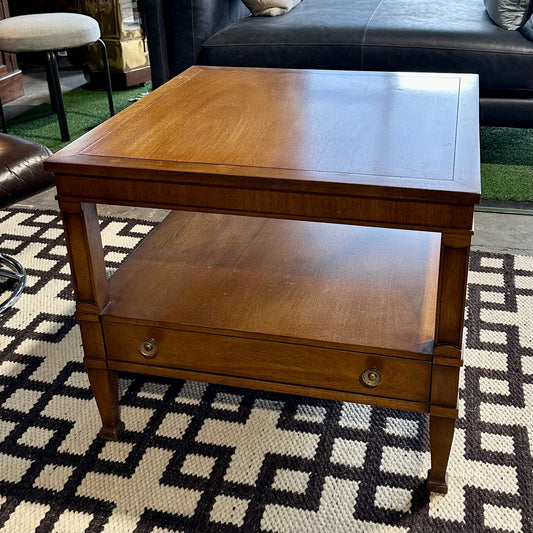 Vintage MCM Large Square End Table w/ Drawer, 26" L x 26" W x 22" H