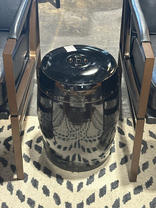 Black ceramic garden stool, 12"W x 12"D x 19"H