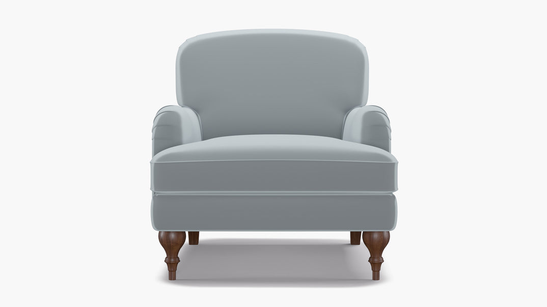 Havenly English Roll Arm Chair, Sterling Performance Velvet, 34" W x 35.5" D x 34"H