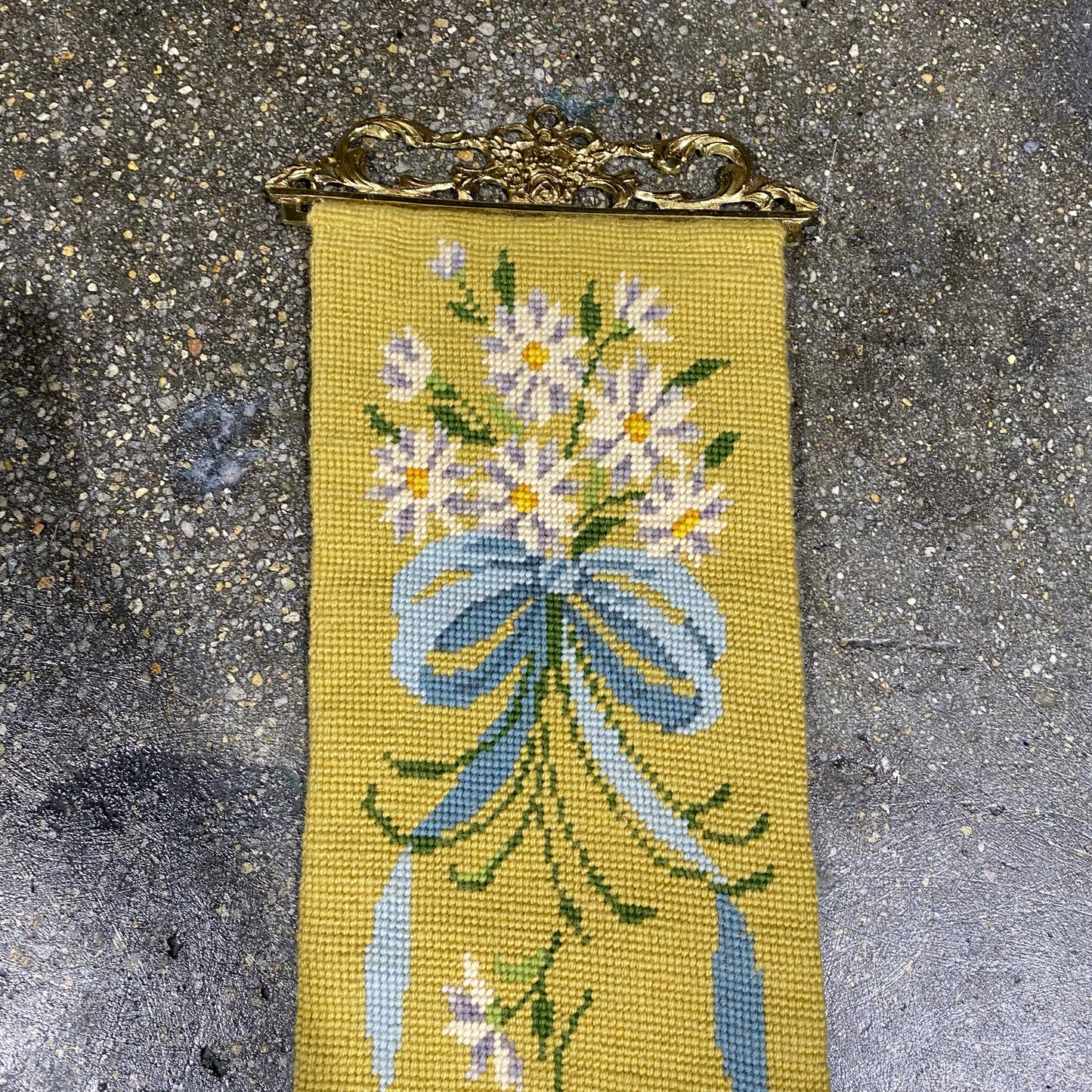 Vintage Needlepoint Bell Pull, 70"L x 8"W x .25"D