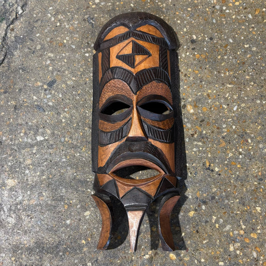 Wooden Handcarved Tribal Mask 18" L x 7" W x 3" D