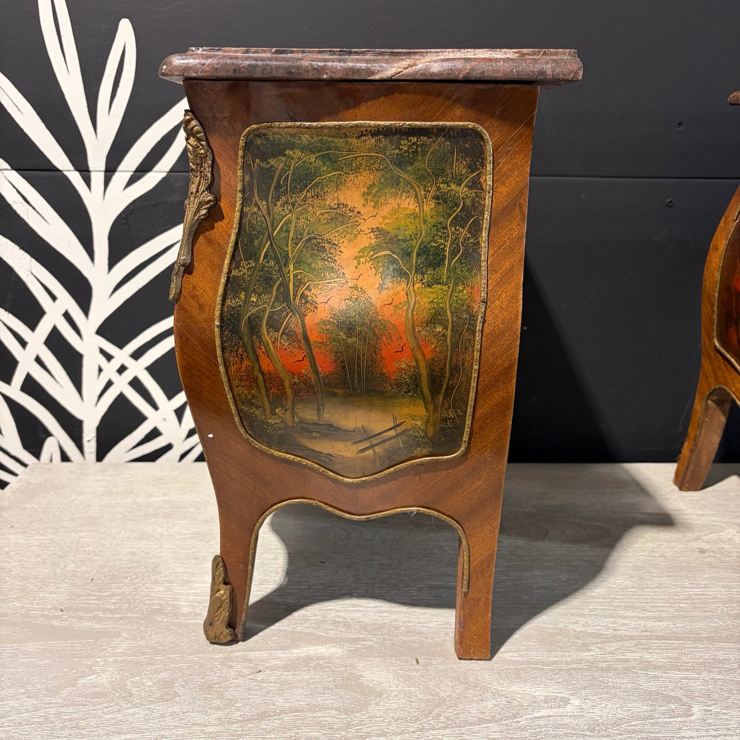 Small Cocktail Chest W/ Marbel Top, 15"W x 9.75"D x 16.5"H