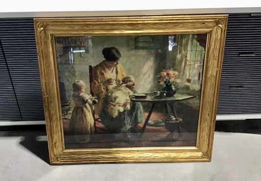 Mother & Children Print, gold frame, 31.5x27.5