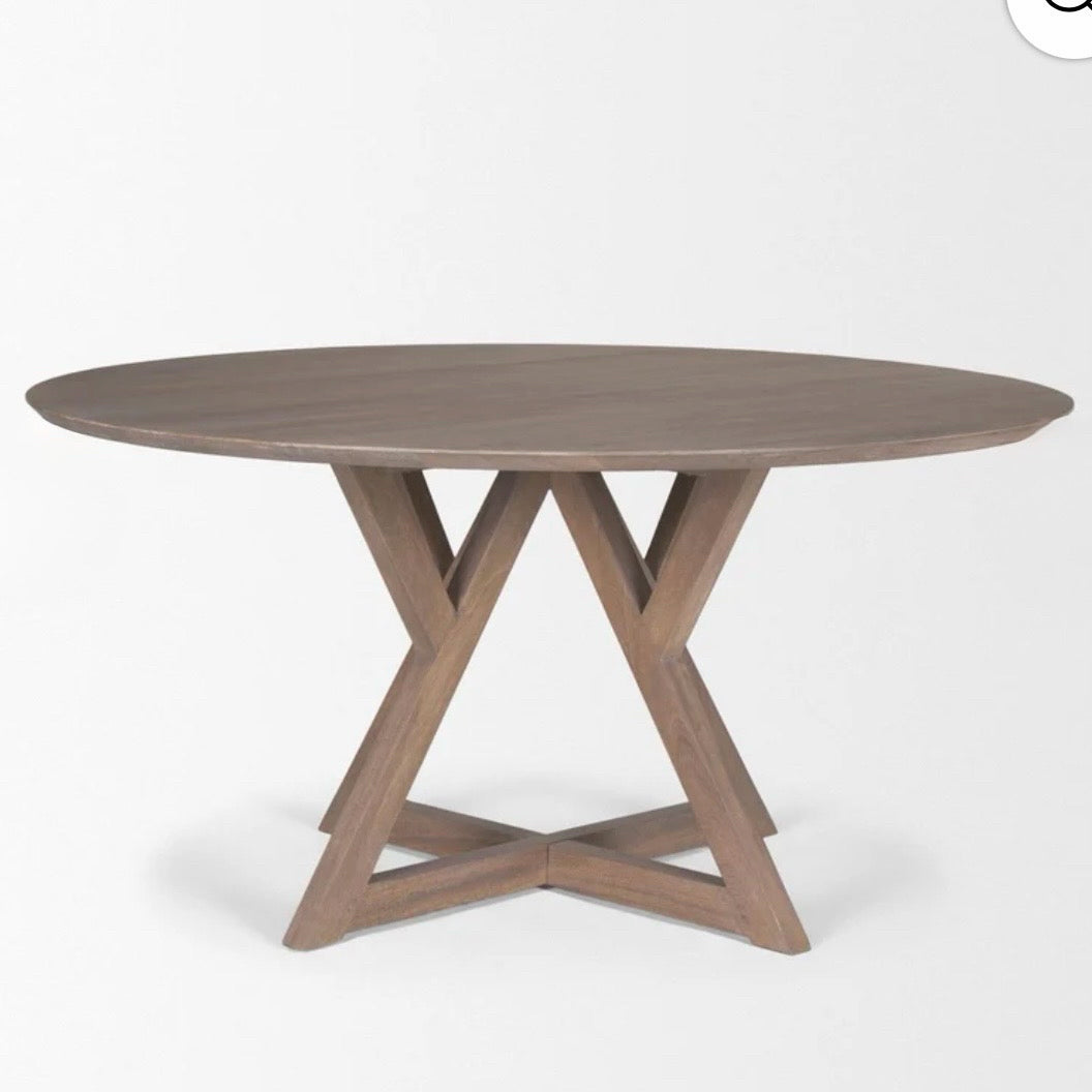 Mercana Jennings Lt. Brown Dining Table, 60"Dia x 29.5"H