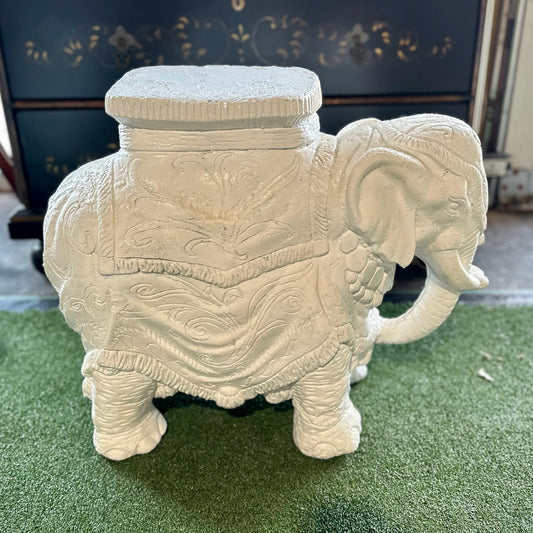 AS-IS Vintage Elephant Side Table / Plant Stand / Stool, 26" L x 12" W x 21" H