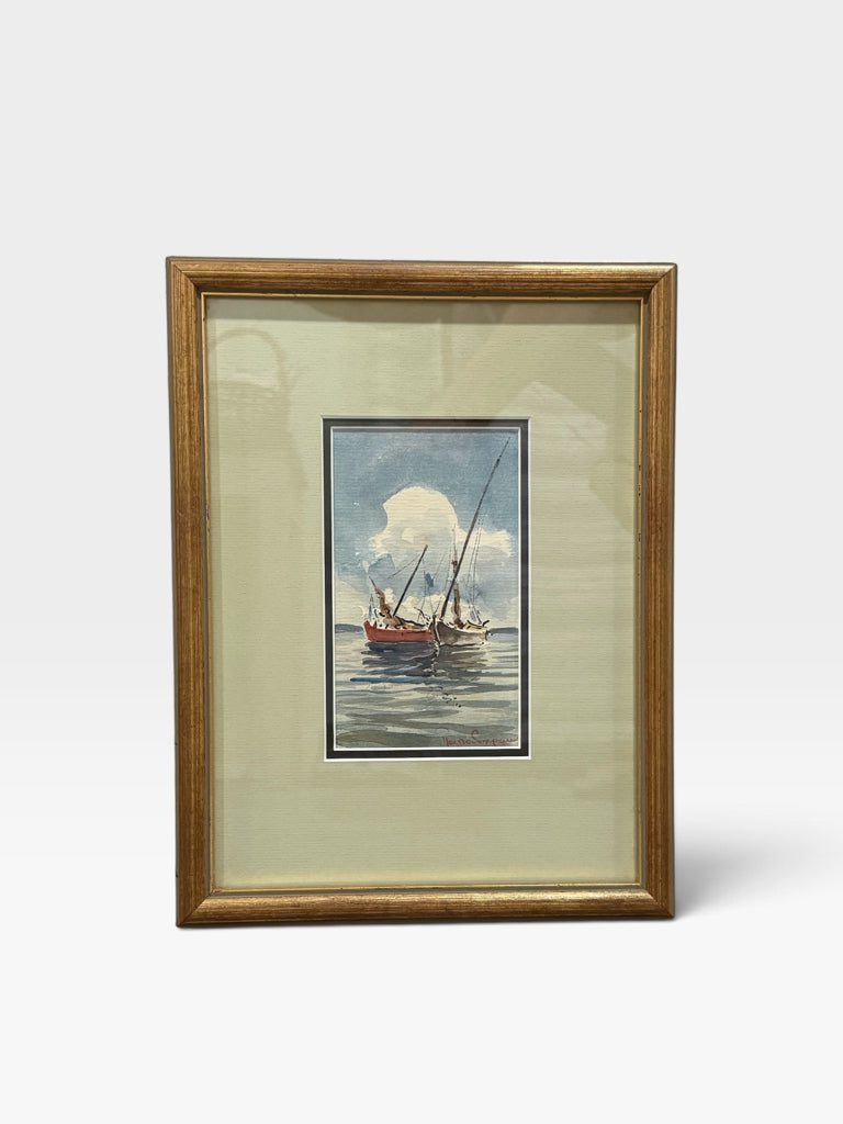 Nautical watercolor #1, signed G. Papadoperakis, 9.75"W x 12.75"H