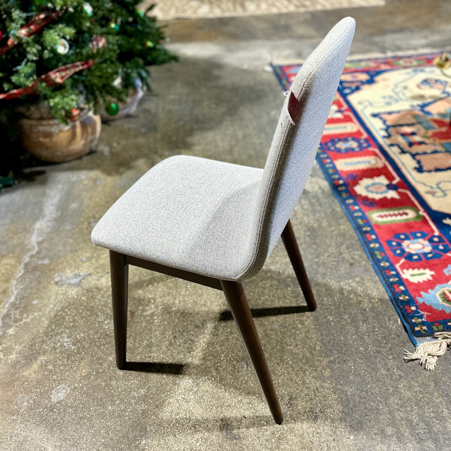 Eldridge Dining Chair, Pebble & Walnut, 16.3" W x 21.25" D x 35" H