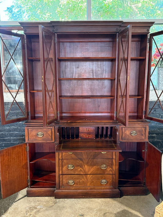 Antique Saginaw Mahogany Breakfront, 58"W x 16"D x 80"H