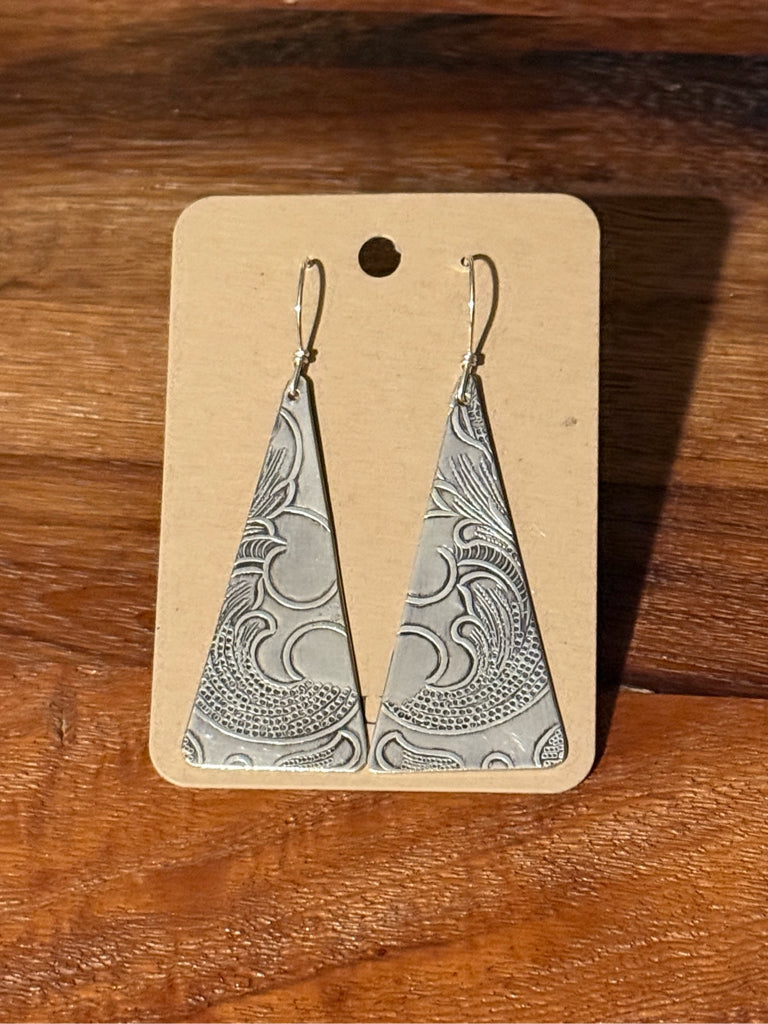 Silverplate Brass Large Triangle earrings #1194