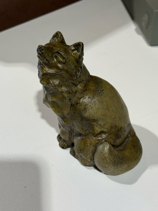 Ken Memoli cast stone fox sculpture, 6"H x 4"L